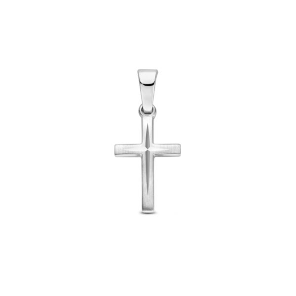 hanger kruis mat gediamanteerd 13 mm zilver gerhodineerd