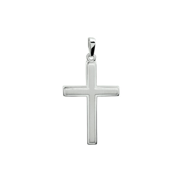 hanger kruis poli/mat zilver wit