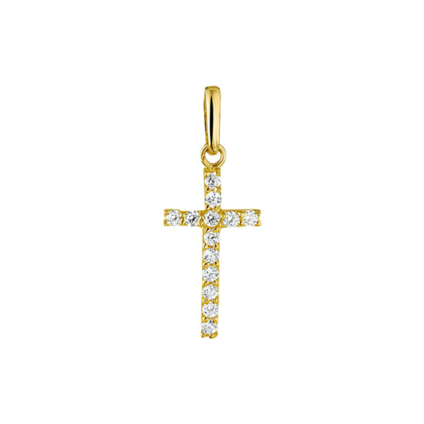 hanger kruis zirkonia 14K geelgoud