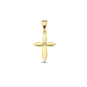 hanger kruis zirkonia 14K geelgoud