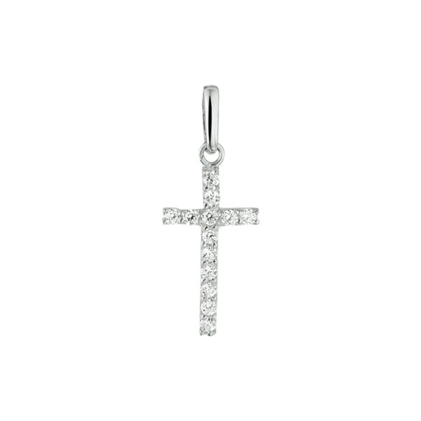 hanger kruis zirkonia 14K witgoud