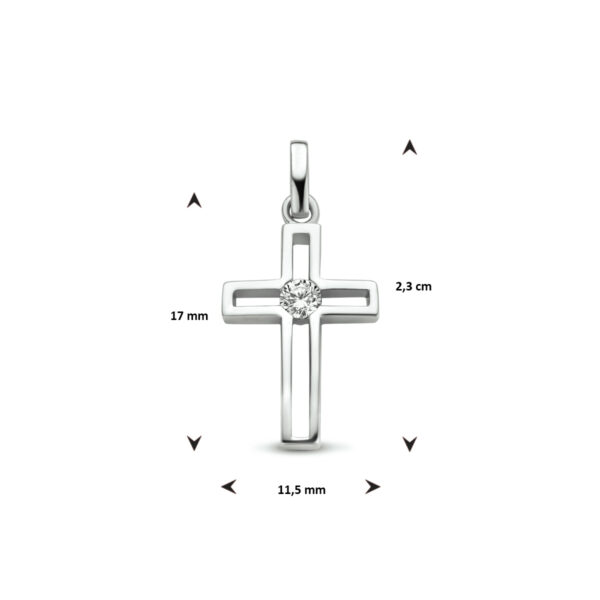 hanger kruis zirkonia zilver gerhodineerd - Afbeelding 3