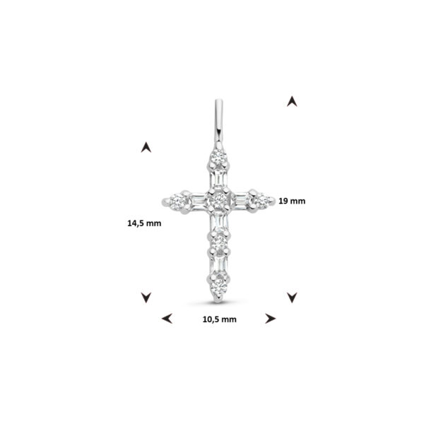 hanger kruis zirkonia zilver gerhodineerd - Afbeelding 4