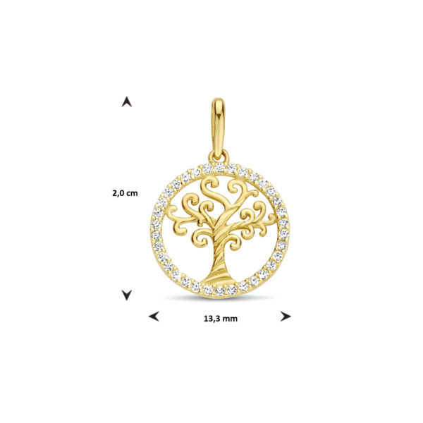 hanger levensboom zirkonia 14K geelgoud - Afbeelding 4