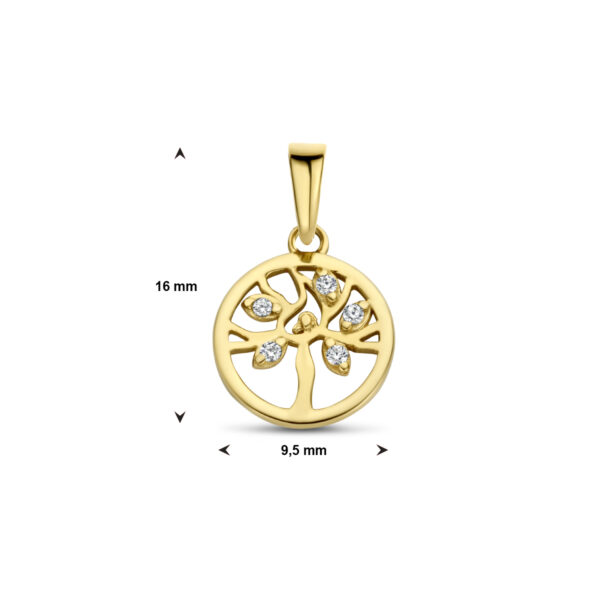 hanger levensboom zirkonia 14K geelgoud - Afbeelding 4
