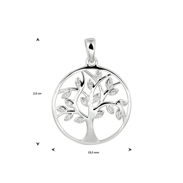 hanger levensboom zirkonia zilver gerhodineerd - Afbeelding 3