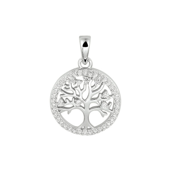 hanger levensboom zirkonia zilver gerhodineerd