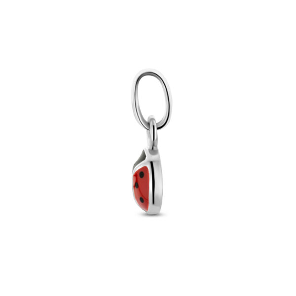 hanger lieveheersbeestje zilver wit - Afbeelding 3