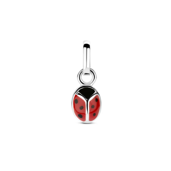 hanger lieveheersbeestje zilver wit