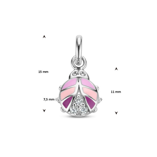 hanger lieveheersbeestje zirkonia zilver gerhodineerd - Afbeelding 4