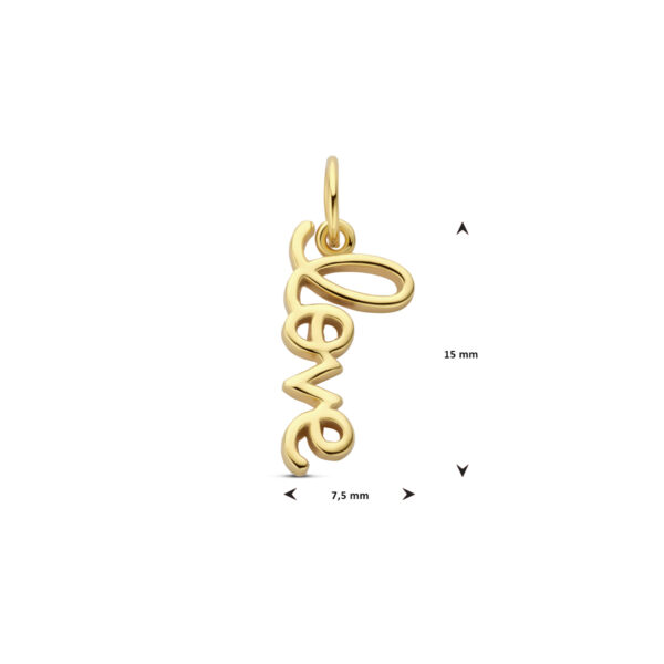 hanger love 20 mm 3 micron zilver verguld (geel) - Afbeelding 4