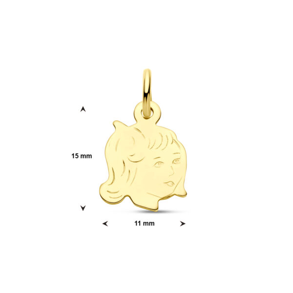 hanger meisje 15 x 11 mm 14K geelgoud - Afbeelding 4