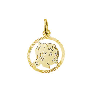 hanger meisje gediamanteerd 16 mm 14K geelgoud