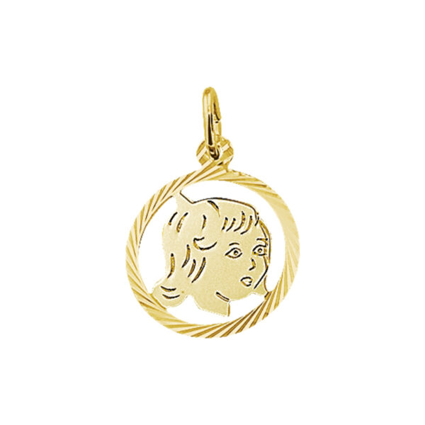 hanger meisje gediamanteerd 16 mm 14K geelgoud