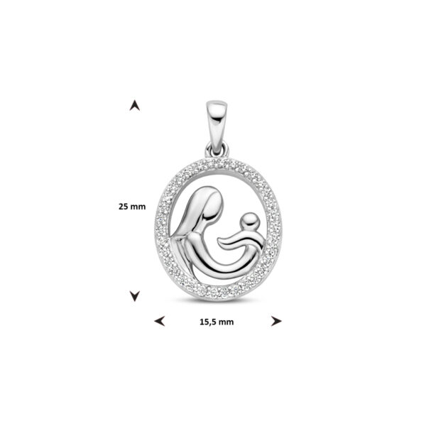 hanger moeder en kind zirkonia zilver gerhodineerd - Afbeelding 4