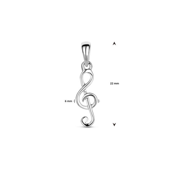 hanger muzieknoot 22 mm zilver gerhodineerd - Afbeelding 5