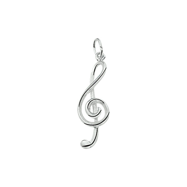 hanger muzieksleutel zilver wit