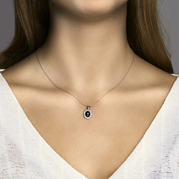hanger onyx en zirkonia zilver gerhodineerd - Afbeelding 2