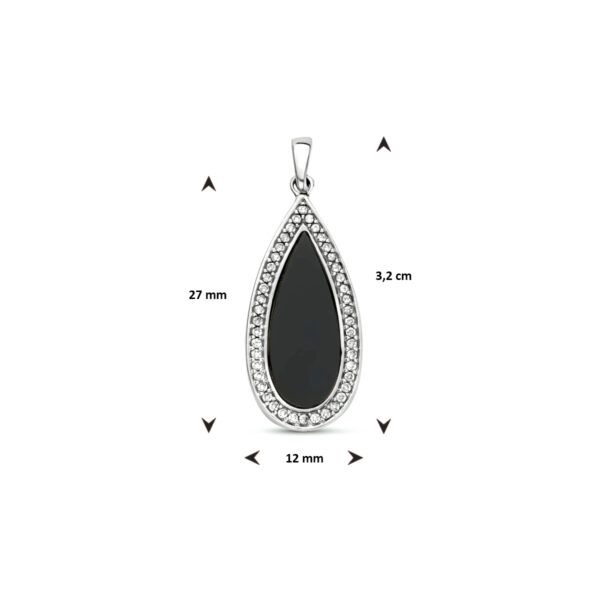 hanger onyx en zirkonia zilver gerhodineerd - Afbeelding 4