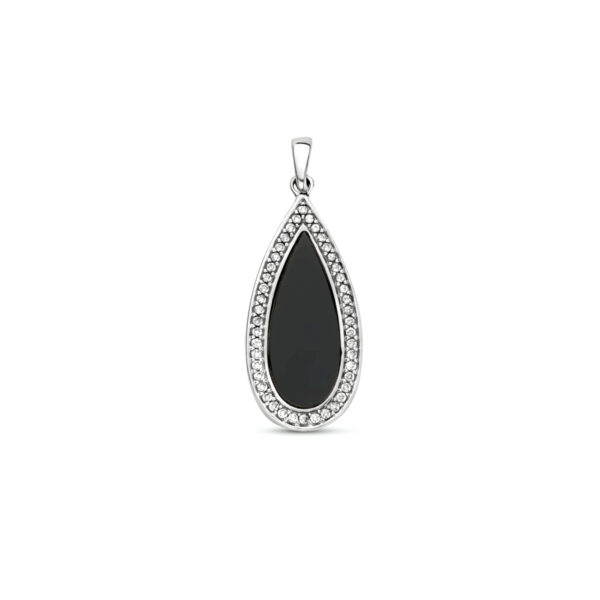 hanger onyx en zirkonia zilver gerhodineerd