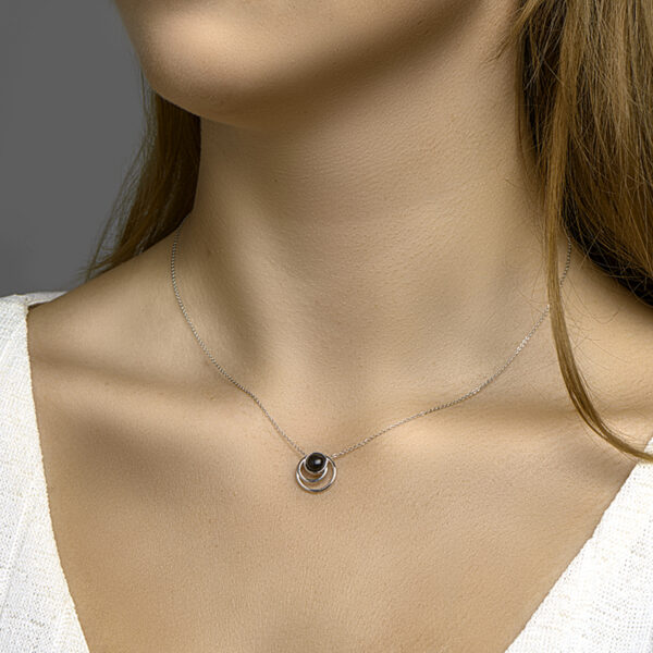 hanger onyx zilver gerhodineerd - Afbeelding 2