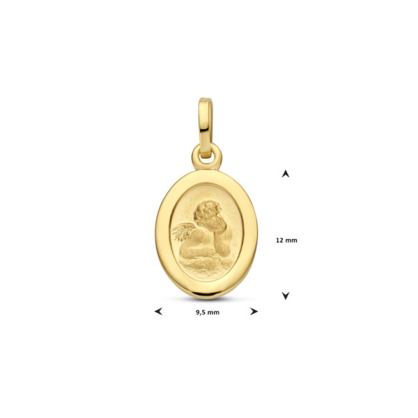hanger ovaal engel poli/mat 19 mm 14K geelgoud - Afbeelding 4