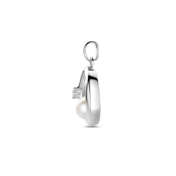 hanger ovaal parel en zirkonia 21 mm zilver gerhodineerd - Afbeelding 3