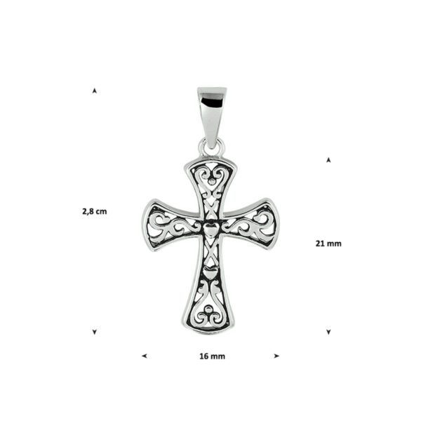 hanger oxi kruis zilver geoxideerd - Afbeelding 2