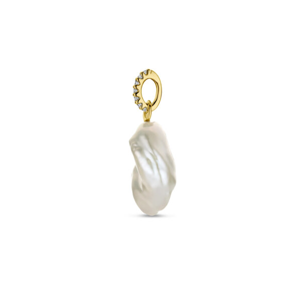 hanger parel en diamant 0.04ct h si 14K geelgoud - Afbeelding 3