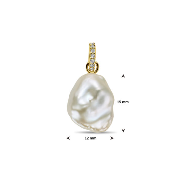 hanger parel en diamant 0.04ct h si 14K geelgoud - Afbeelding 4