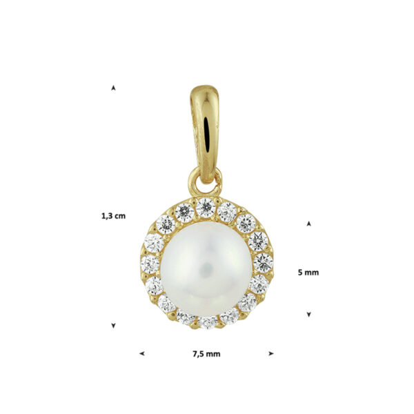 hanger parel en zirkonia 14K geelgoud - Afbeelding 2