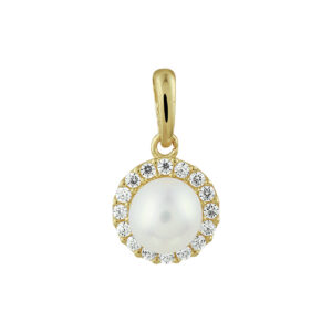 hanger parel en zirkonia 14K geelgoud