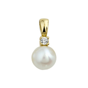 hanger parel en zirkonia 14K geelgoud