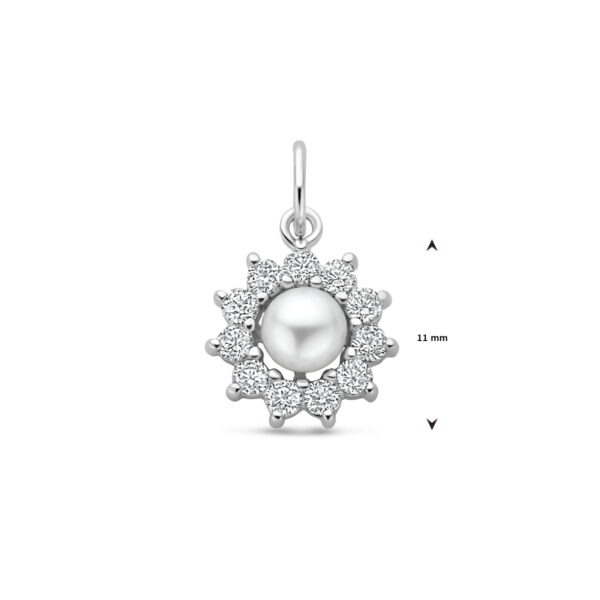 hanger parel en zirkonia 16 mm zilver gerhodineerd - Afbeelding 4