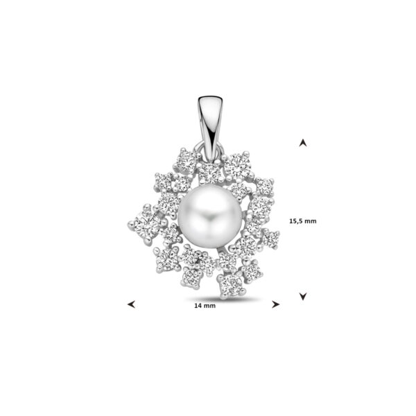 hanger parel en zirkonia 20 mm zilver gerhodineerd - Afbeelding 4