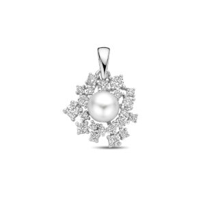 hanger parel en zirkonia 20 mm zilver gerhodineerd