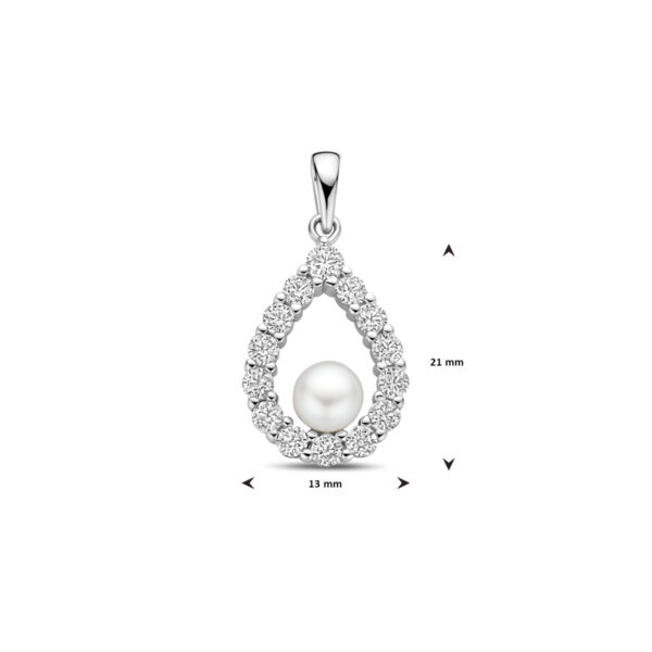 hanger parel en zirkonia 26 mm zilver gerhodineerd - Afbeelding 4