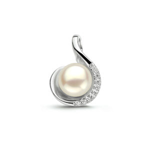 hanger parel en zirkonia zilver gerhodineerd