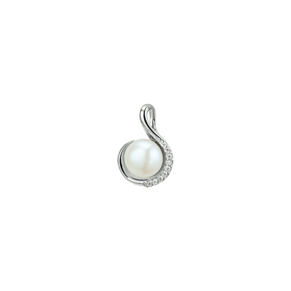hanger parel en zirkonia zilver gerhodineerd