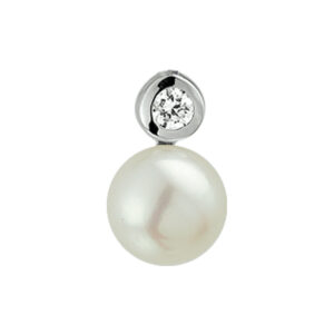 hanger parel en zirkonia zilver gerhodineerd