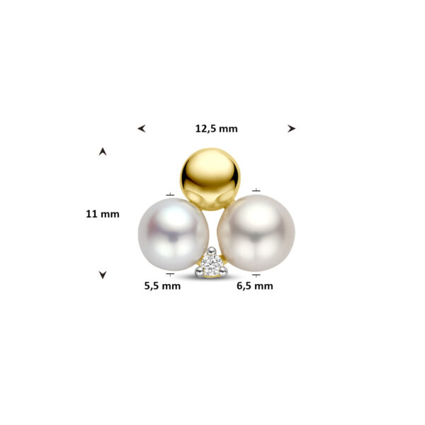 hanger parels en diamant 0.02ct h si 11 mm 14K geelgoud - Afbeelding 4