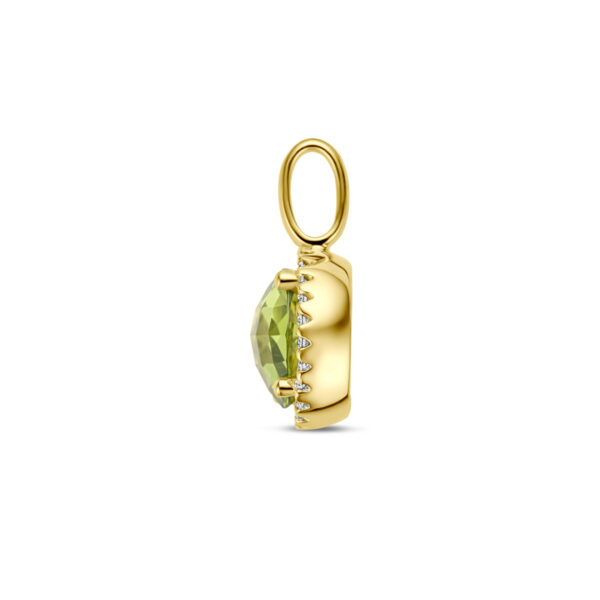 hanger peridot en diamant 0.09ct h si 14K geelgoud - Afbeelding 3