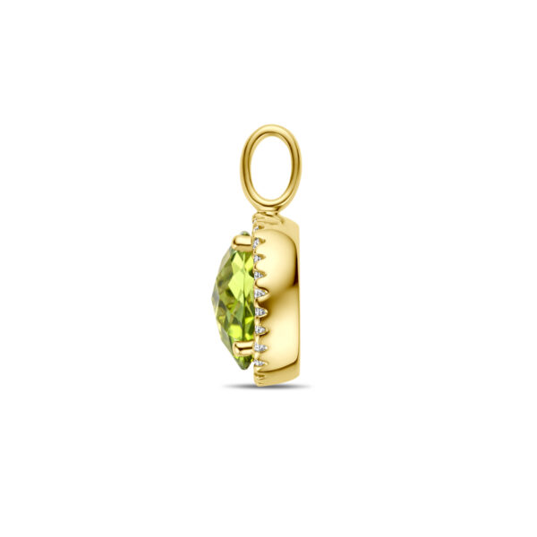 hanger peridot en diamant 0.09ct h si 14K geelgoud - Afbeelding 3