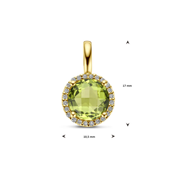 hanger peridot en diamant 0.09ct h si 14K geelgoud - Afbeelding 4