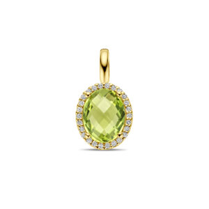 hanger peridot en diamant 0.09ct h si 14K geelgoud