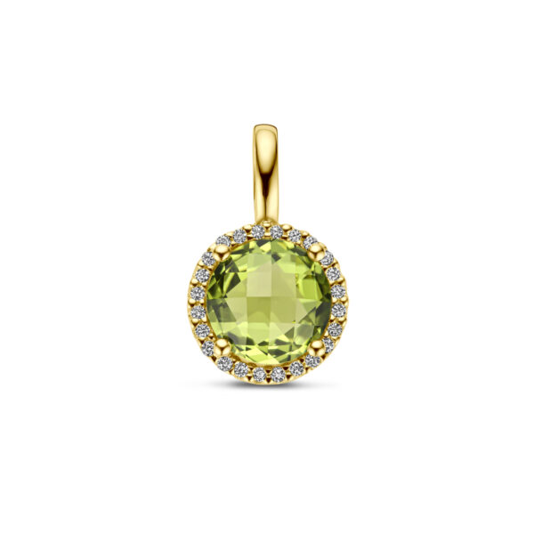 hanger peridot en diamant 0.09ct h si 14K geelgoud
