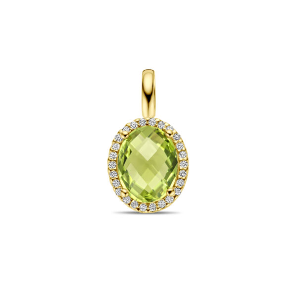 hanger peridot en diamant 0.09ct h si 14K geelgoud