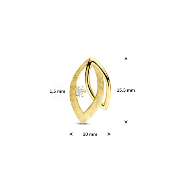 hanger poli/mat diamant 0.02ct h si 15,5 mm 14K geelgoud - Afbeelding 4