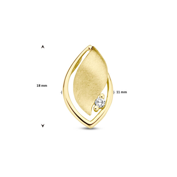 hanger poli/mat diamant 0.04ct h si 14K geelgoud - Afbeelding 4