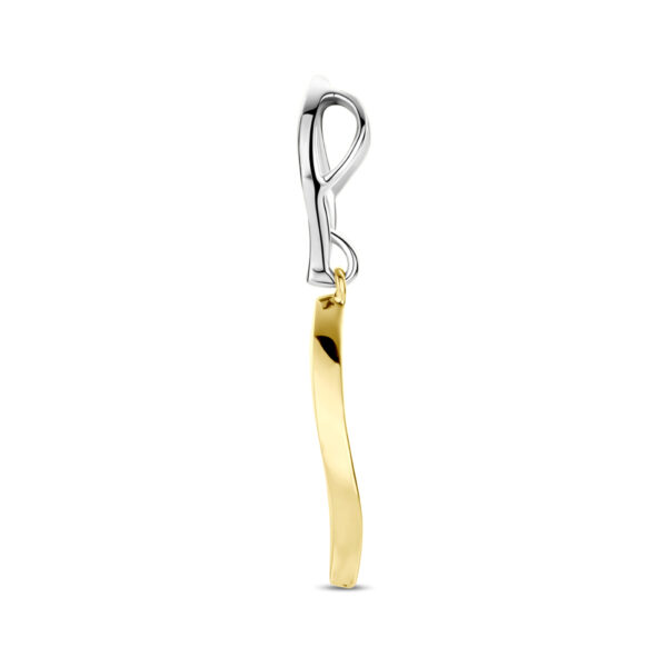 hanger poli/mat diamant 0.09ct h si 31 mm 14K bicolor goud geel/wit - Afbeelding 3